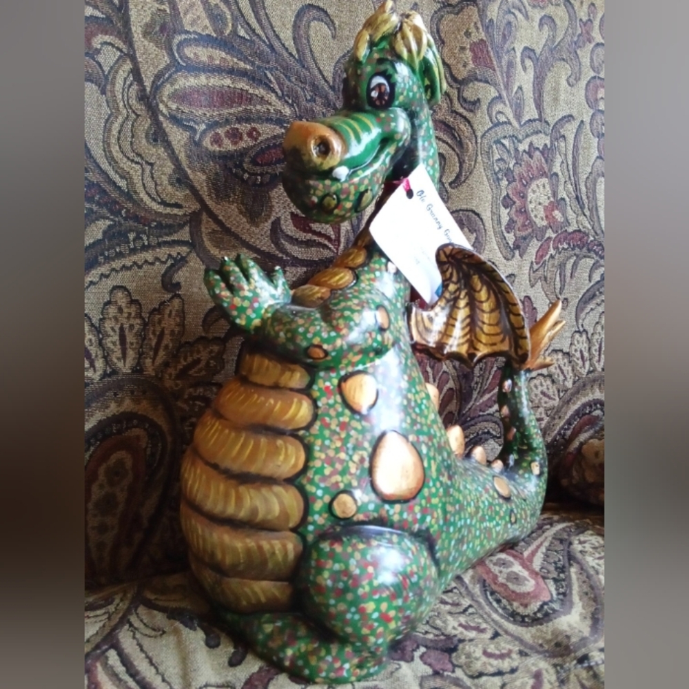 Hand Painted Fairy Tale Puff The Magic Dragon Bust Statue